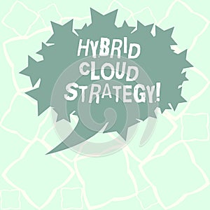 Writing note showing Hybrid Cloud Strategy. Business photo showcasing Cloud computing setting that uses a mix of