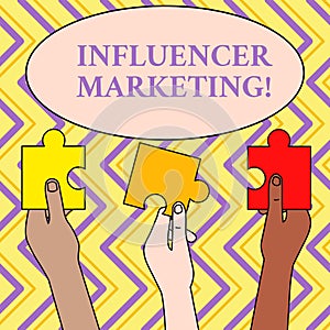 Writing note showing Influencer Marketing. Business photo showcasing Endorser who Influence Potential Target Customers