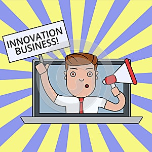 Writing note showing Innovation Business. Business photo showcasing Introduce New Ideas Workflows Methodology Services