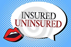 Writing note showing Insured Uninsured. Business photo showcasing Company selling insurance Checklist to choose from