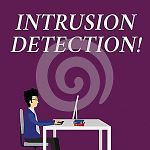 Writing note showing Intrusion Detection. Business photo showcasing monitors a network or systems for malicious activity