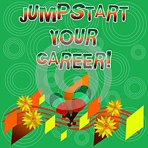 Writing note showing Jumpstart Your Career. Business photo showcasing Make it work successfully after a period of failure Colorful