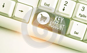 Writing note showing Key Account. Business photo showcasing individual approach of sales showing to their customers