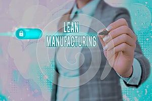 Writing note showing Lean Manufacturing. Business photo showcasing Waste Minimization without sacrificing productivity