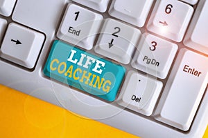 Writing note showing Life Coaching. Business photo showcasing Improve Lives by Challenges Encourages us in our Careers