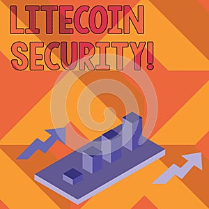 Writing note showing Litecoin Security. Business photo showcasing peertopeer cryptocurrency and opensource software