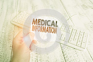 Writing note showing Medical Information. Business photo showcasing Healthrelated information of a patient or a
