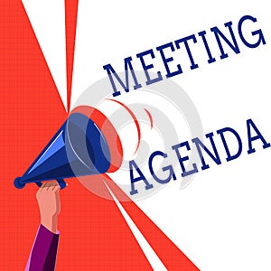 Writing note showing Meeting Agenda. Business photo showcasing An agenda sets clear expectations for what needs to a meeting