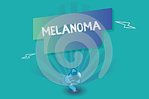 Writing note showing Melanoma. Business photo showcasing A malignant tumor associated with skin cancer Benign moles