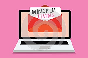 Writing note showing Mindful Living. Business photo showcasing Fully aware and engaged on something Conscious and Sensible Compute