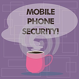 Writing note showing Mobile Phone Security. Business photo showcasing secure data on mobile devices Wireless security