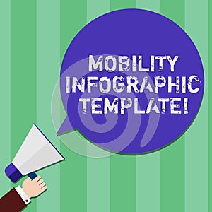 Writing note showing Mobility Infographic Template. Business photo showcasing Data visualization for mobile devices Hu