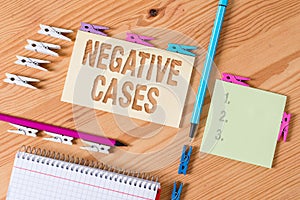 Writing note showing Negative Cases. Business photo showcasing circumstances or conditions that are confurmed to be