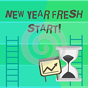 Writing note showing New Year Fresh Start. Business photo showcasing Time to follow resolutions reach out dream job