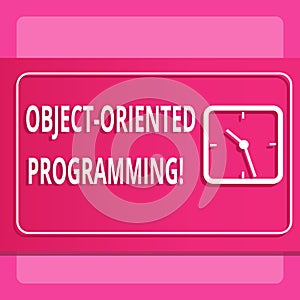 Writing note showing Object Oriented Programming. Business photo showcasing Language model objects rather than actions.