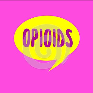 Writing note showing Opioids. Business photo showcasing Class of drugs that include the illegal heroin Opium poppy plant