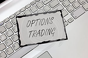 Writing note showing Options Trading. Business photo showcasing Different options to make goods or services sprea