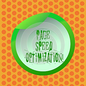 Writing note showing Page Speed Optimization. Business photo showcasing Improve the speed of content loading in a