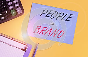 Writing note showing People Brand. Business photo showcasing Personal Branding Defining demonstratingality through the