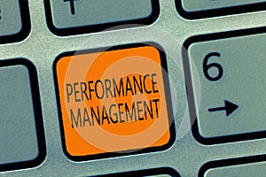 Writing note showing Performance Management. Business photo showcasing Improve Employee Effectiveness overall photo