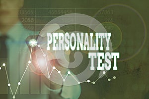 Writing note showing Personality Test. Business photo showcasing A method of assessing huanalysis demonstratingality