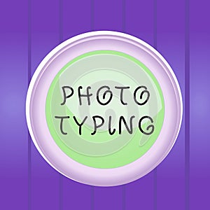 Writing note showing Photo Typing. Business photo showcasing metal printing block use to reproduce a photograph in printing