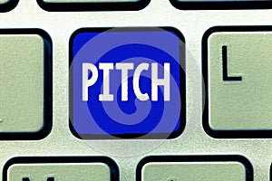 Writing note showing Pitch. Business photo showcasing quality sound governed by rate vibrations producing high or low