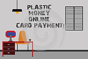 Writing note showing Plastic Money Online Card Payment. Business photo showcasing Website multimedia purchasing