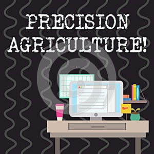 Writing note showing Precision Agriculture. Business photo showcasing modern farming practices for efficient production