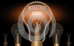 Writing note showing Productivity Increase. Business photo showcasing get more things done Output per unit of Product Input