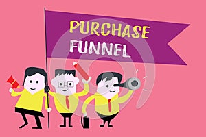 Writing note showing Purchase Funnel. Business photo showcasing consumer model which illustrates customer journey