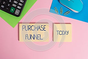 Writing note showing Purchase Funnel. Business photo showcasing consumer model which illustrates customer journey Wire