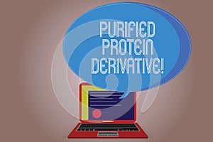 Writing note showing Purified Protein Derivative. Business photo showcasing the extract of Mycobacterium tuberculosis Certificate