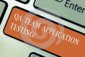 Writing note showing Qa Team Application Testing. Business photo showcasing Question and answers making software test