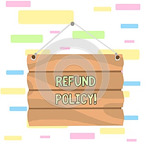 Writing note showing Refund Policy. Business photo showcasing refund or exchange defective merchandise previously buy