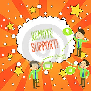 Writing note showing Remote Support. Business photo showcasing help endusers to solve computer problems and issues