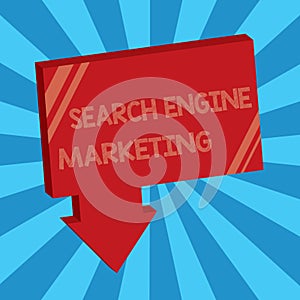 Writing note showing Search Engine Marketing. Business photo showcasing promote Website visibility on searched result