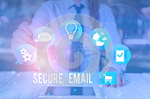 Writing note showing Secure Email. Business photo showcasing protect the email content from being read by unwanted