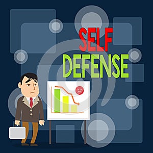 Writing note showing Self Defense. Business photo showcasing the act of defending one s is demonstrating when physically