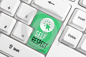 Writing note showing Self Respect. Business photo showcasing Pride and confidence in oneself Stand up for yourself White photo