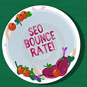 Writing note showing Seo Bounce Rate. Business photo showcasing Search engine optimization visitors navigate off the