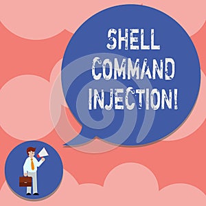 Writing note showing Shell Comanalysisd Injection. Business photo showcasing used by hackers to execute system comanalysisds on photo