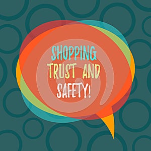 Writing note showing Shopping Trust And Safety. Business photo showcasing Security on online purchase services payments