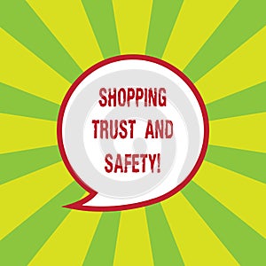 Writing note showing Shopping Trust And Safety. Business photo showcasing Security on online purchase services payments