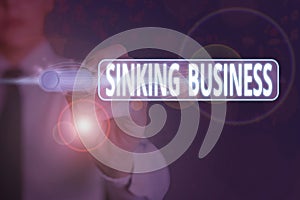 Writing note showing Sinking Business. Business photo showcasing the company or other organization that is failing