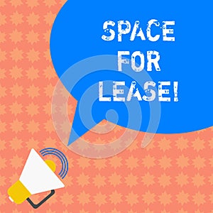 Writing note showing Space For Lease. Business photo showcasing Available location for rent to use for commercial