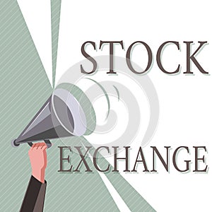 Writing note showing Stock Exchange. Business photo showcasing An electronic market where owners of businesses get together