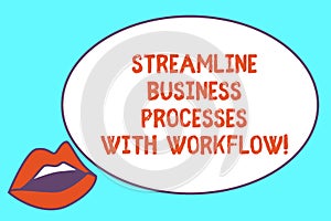 Writing note showing Streamline Business Processes With Workflow. Business photo showcasing Computer social media process