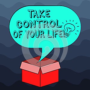 Writing note showing Take Control Of Your Life. Business photo showcasing Be the analysisager of your destiny motivation