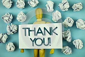 Writing note showing Thank You Motivational Call. Business photo showcasing Appreciation greeting Acknowledgment Gratitude writte